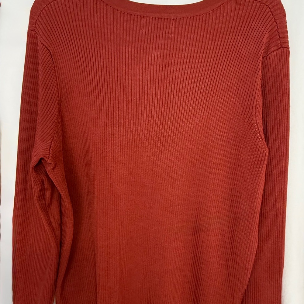 PINQUE Plus Size 1X Rust Ribbed Knit Button Cardigan Sweater Tank Matching Set - Picture 4 of 6